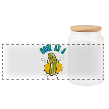Cool_as_a_Cucumber saying phrases slang idiom - Panoramic Cookie Jar with Wooden Lid - white - Front