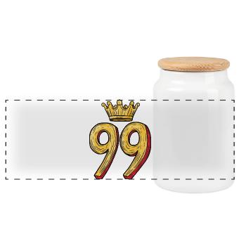 99 Number Crown - Panoramic Cookie Jar with Wooden Lid - white - Front