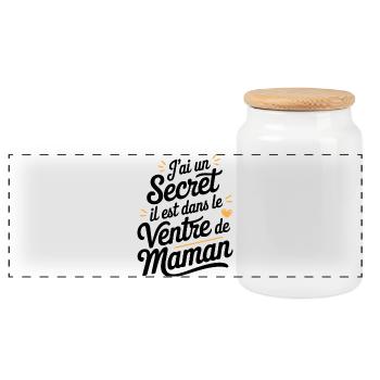 Pregnancy announcement for future dad / future mother - Panoramic Cookie Jar with Wooden Lid - white - Front