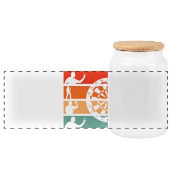Dart Sport Retro Dartpfeil - Panoramic Cookie Jar with Wooden Lid - white - Front