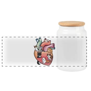 Amoureux des Chats Cadeau Original pour Passionnés - Boîte à biscuits avec couvercle en bois - blanc - Devant