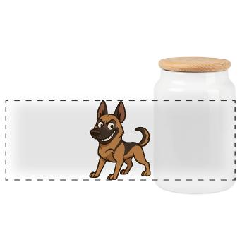 Frecher Malinois Comic Hund - Panorama Keksdose mit Holzdeckel - Weiß - Vorne