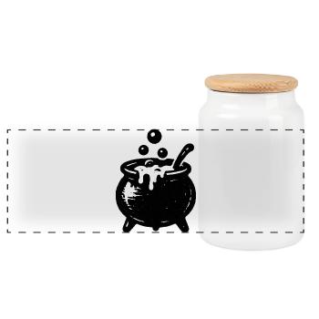 Witch's Cauldron Bubble Magic - Panoramic Cookie Jar with Wooden Lid - white - Front