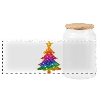 Arbre de Noël scintillant arc-en-ciel - Boîte à biscuits avec couvercle en bois - blanc - Devant
