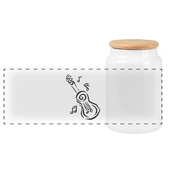 Guitare spirale avec notes - Boîte à biscuits avec couvercle en bois - blanc - Devant