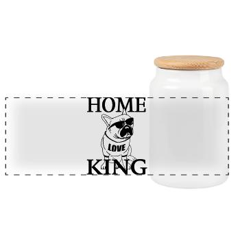 Dog Mom | Cute Dog Lover Statement Design - Panorama Keksdose mit Holzdeckel - Weiß - Vorne