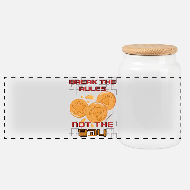 Break the Rules Not the Dalgona – Korean Candy - Panorama Keksdose mit Holzdeckel - Weiß