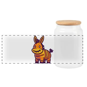 Donkey Halloween Comic Funny - Panoramic Cookie Jar with Wooden Lid - white - Front