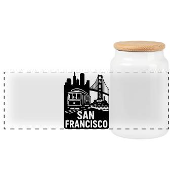 San Francisco Silhouette - Panoramic Cookie Jar with Wooden Lid - white - Front