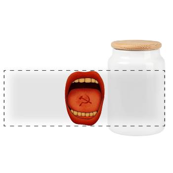 Crimson Tongue Hammer Emblem - Panoramic Cookie Jar with Wooden Lid - white - Front