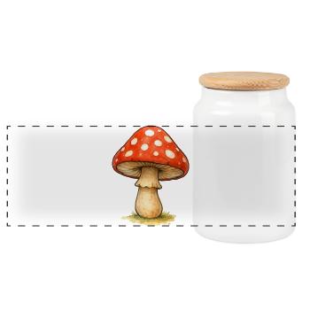 Roter Pilz Illustration - Panorama Keksdose mit Holzdeckel - Weiß - Vorne