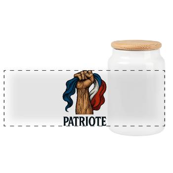 Poing levé patriote et drapeau français - Boîte à biscuits avec couvercle en bois - blanc - Devant