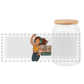 Tube Girl Energie - Panorama Keksdose mit Holzdeckel - Weiß - Vorne