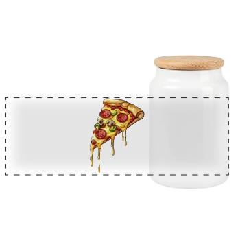 Pizza Slice Cartoon – Fromage fondu et salami - Boîte à biscuits avec couvercle en bois - blanc - Devant