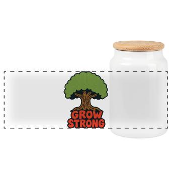 Grow Strong Tree Retro - Panoramic Cookie Jar with Wooden Lid - white - Front