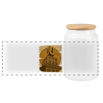 Dortmund U - Panorama Keksdose mit Holzdeckel - Weiß - Vorne