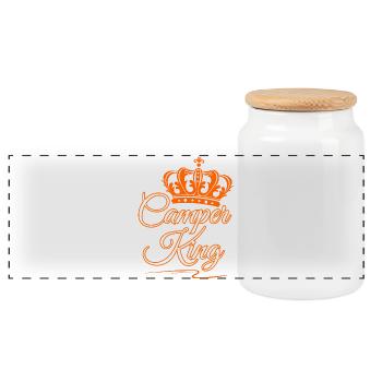 Camping-car King - Boîte à biscuits avec couvercle en bois - blanc - Devant