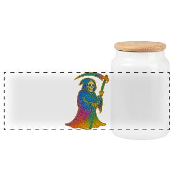 Death | Rainbow Grim Reaper - Panoramic Cookie Jar with Wooden Lid - white - Front