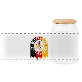 World Champion Germany Football - Panoramic Cookie Jar with Wooden Lid - white - Front