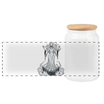 Banshee on crystal rocks - Panoramic Cookie Jar with Wooden Lid - white - Front