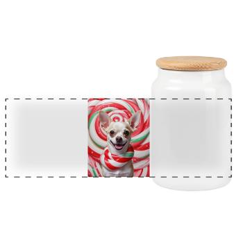 Candy Dog en fond de peppermix - Boîte à biscuits avec couvercle en bois - blanc - Devant