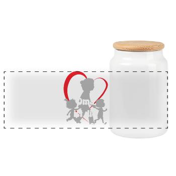 Grandma is the very best grandma with grandchildren - Panoramic Cookie Jar with Wooden Lid - white - Front
