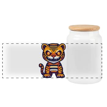 Tigre Halloween Zombie - Boîte à biscuits avec couvercle en bois - blanc - Devant