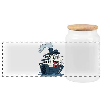 Super bateau vintage old bd style - Boîte à biscuits avec couvercle en bois - blanc - Devant