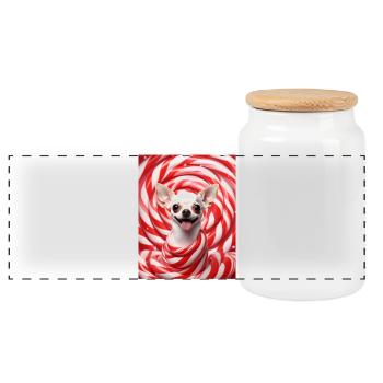 Tourbillon de bonbons Chihuahua - Boîte à biscuits avec couvercle en bois - blanc - Devant