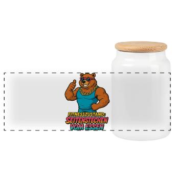 Fitness Stitch de la nourriture - Boîte à biscuits avec couvercle en bois - blanc - Devant