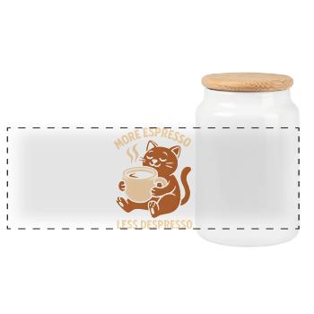 More espresso Less Despresso - Panoramic Cookie Jar with Wooden Lid - white - Front