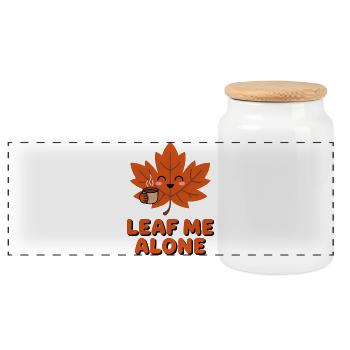 Leaf me Alone - Funny Autumn T-Shirt - Panoramic Cookie Jar with Wooden Lid - white - Front