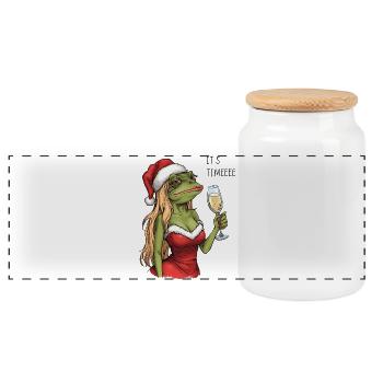 Drôle de grenouille de Noël C’est le temps de concevoir - Boîte à biscuits avec couvercle en bois - blanc - Devant