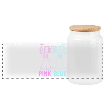 Werdende Mutter Ostern Gender Reveal - Panorama Keksdose mit Holzdeckel - Weiß - Vorne