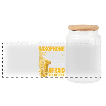 Saxophone - Boîte à biscuits avec couvercle en bois - blanc - Devant