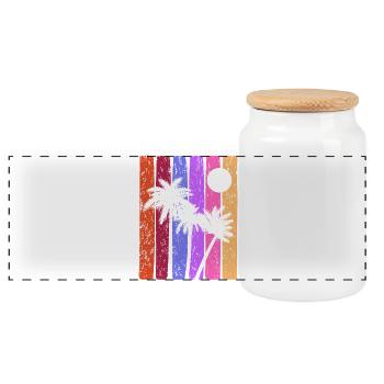 Rayures tropicales coucher de soleil - Boîte à biscuits avec couvercle en bois - blanc - Devant