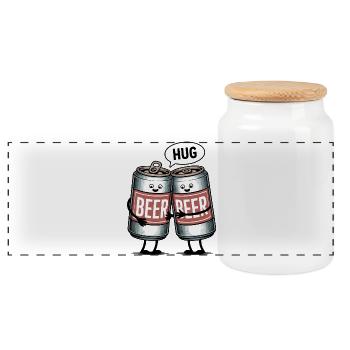 Câlin de canette de bière - T-shirt drôle - Boîte à biscuits avec couvercle en bois - blanc - Devant
