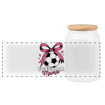 Maman Soccer - Boîte à biscuits avec couvercle en bois - blanc - Devant