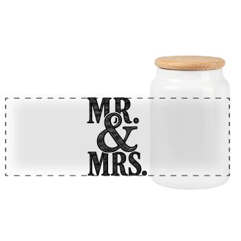 MR. & MRS - mariage romantique - jeunes mariés - Boîte à biscuits avec couvercle en bois - blanc - Devant