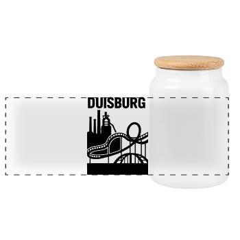 Duisburg Landmark - Panoramic Cookie Jar with Wooden Lid - white - Front
