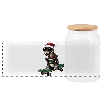 Serpent Cobra Noël Drôle - Boîte à biscuits avec couvercle en bois - blanc - Devant