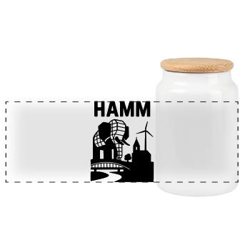 Hamm Westphalia Landmark - Panoramic Cookie Jar with Wooden Lid - white - Front