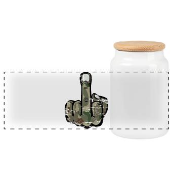 Doigt d’honneur Stinky Finger Design Army - Boîte à biscuits avec couvercle en bois - blanc - Devant