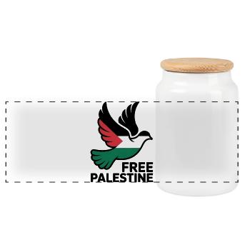 Freies Palästina - Gaza T-Shirt - Panorama Keksdose mit Holzdeckel - Weiß - Vorne
