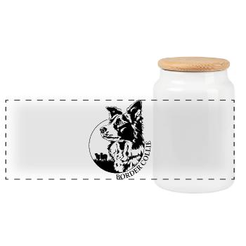 Border Collie de travail Portrait chien chiens Wilsigns - Boîte à biscuits avec couvercle en bois - blanc - Devant
