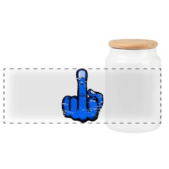 Majeur doigt puant doigt design bleu utilisé - Boîte à biscuits avec couvercle en bois - blanc - Devant