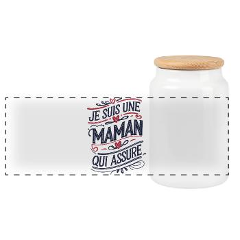 I am a Mother who Assures - Panoramic Cookie Jar with Wooden Lid - white - Front