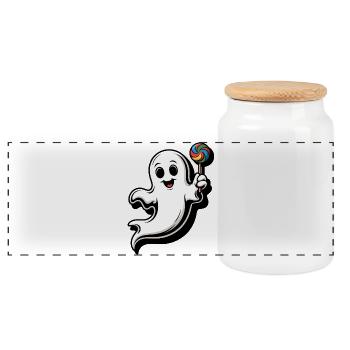 Fröhlicher Geist mit Lollipop - Boîte à biscuits avec couvercle en bois - blanc - Devant