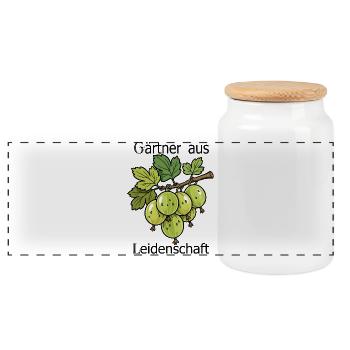 Groseilles vertes sur une branche - Boîte à biscuits avec couvercle en bois - blanc - Devant