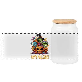 Halloween Monstre Zombie Horreur effrayante Costume - Boîte à biscuits avec couvercle en bois - blanc - Devant